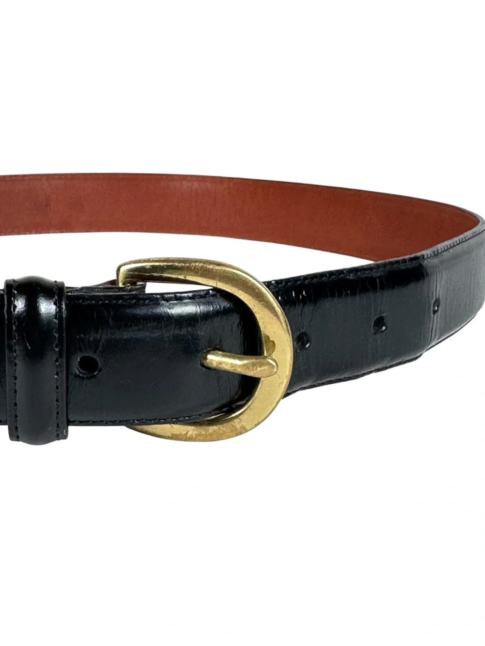 COACH Vintage Minimalist Horseshoe Buckle Patent Leather Belt